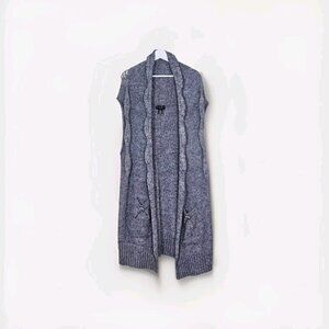Mercer & Madison Cardigan Women 1X Gray Sleeveless Pockets Knit Cottage Alpaca